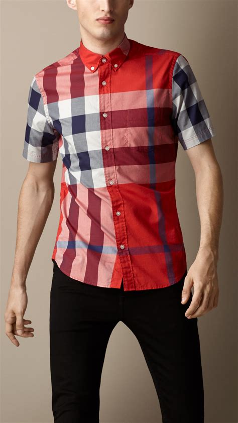 red burberry shirt cheap|red burberry shirts for men.